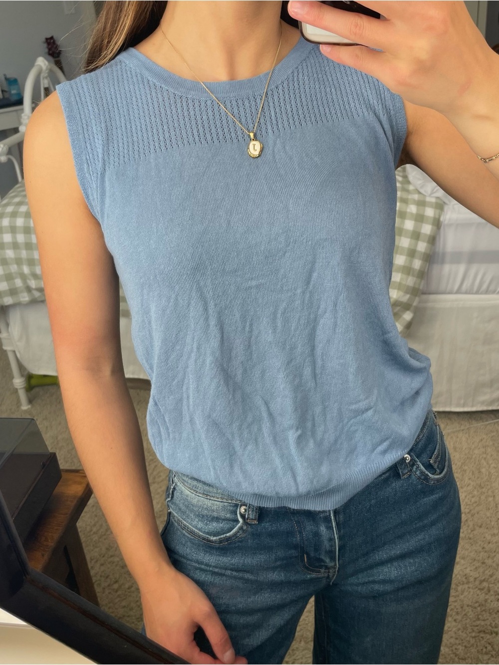 Vintage 90s Blue Knit Sweater Vest